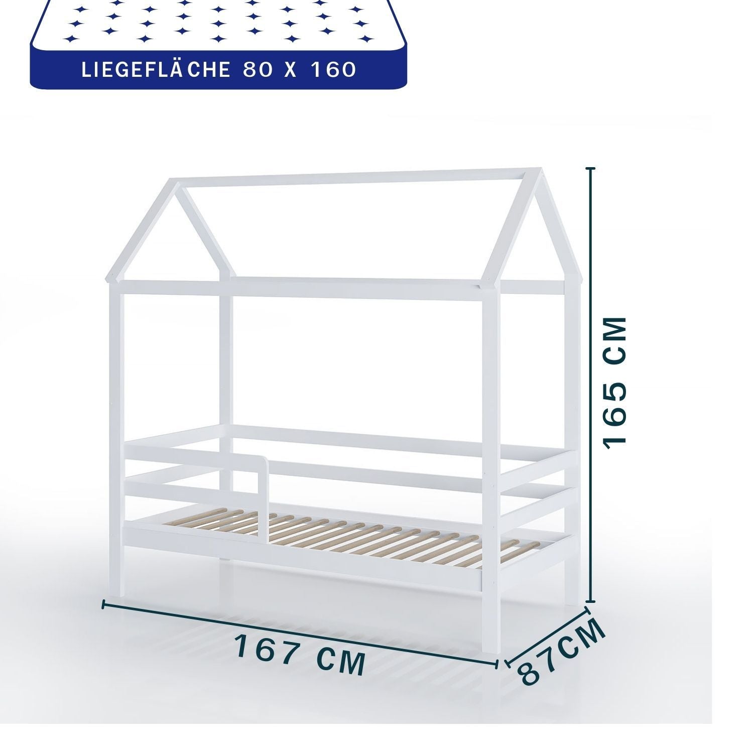 Coemo Hausbett HOME mit Lattenrost, Rausfallschutz 2 Größen