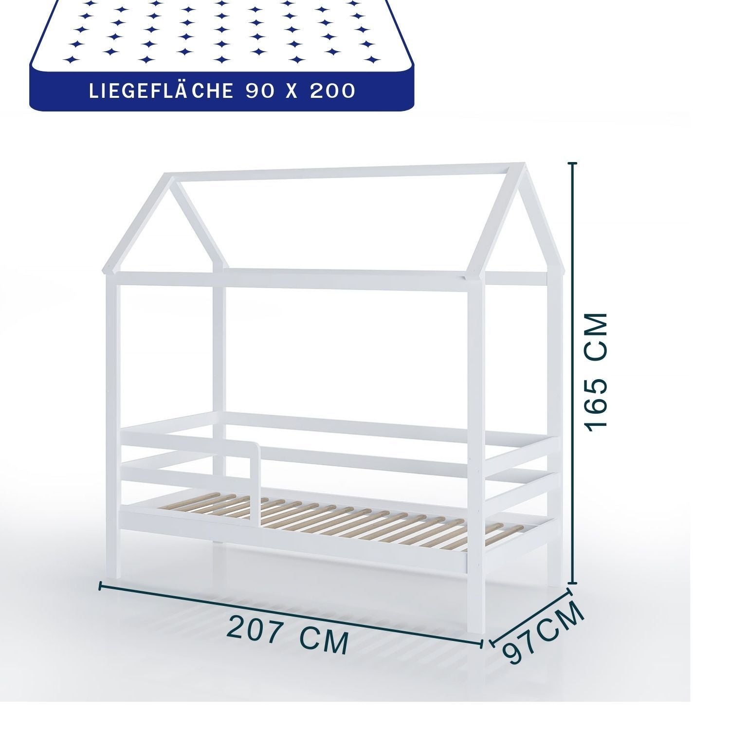Coemo Hausbett HOME mit Lattenrost, Rausfallschutz 2 Größen
