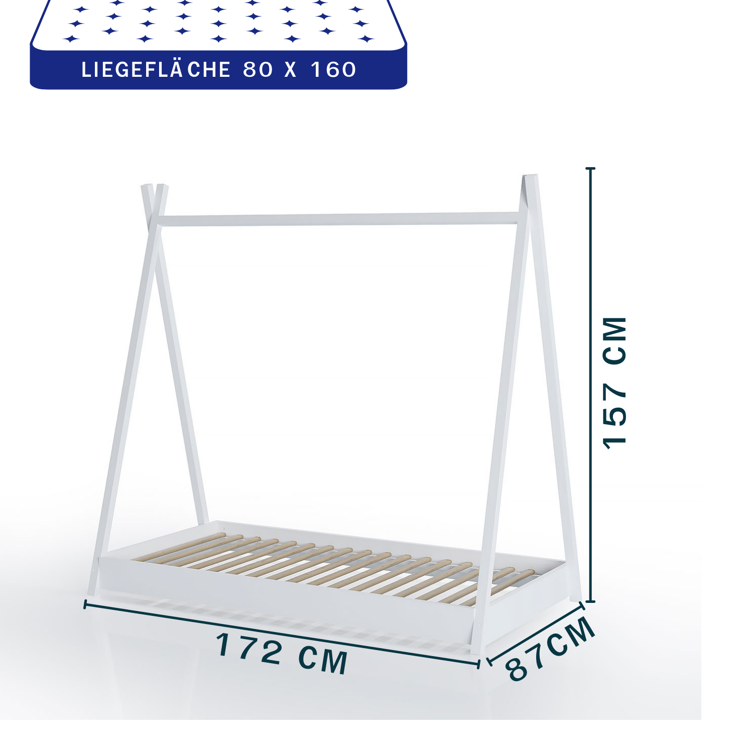 Coemo Hausbett CAMP 80x160 cm Zeltbett mit Lattenrost