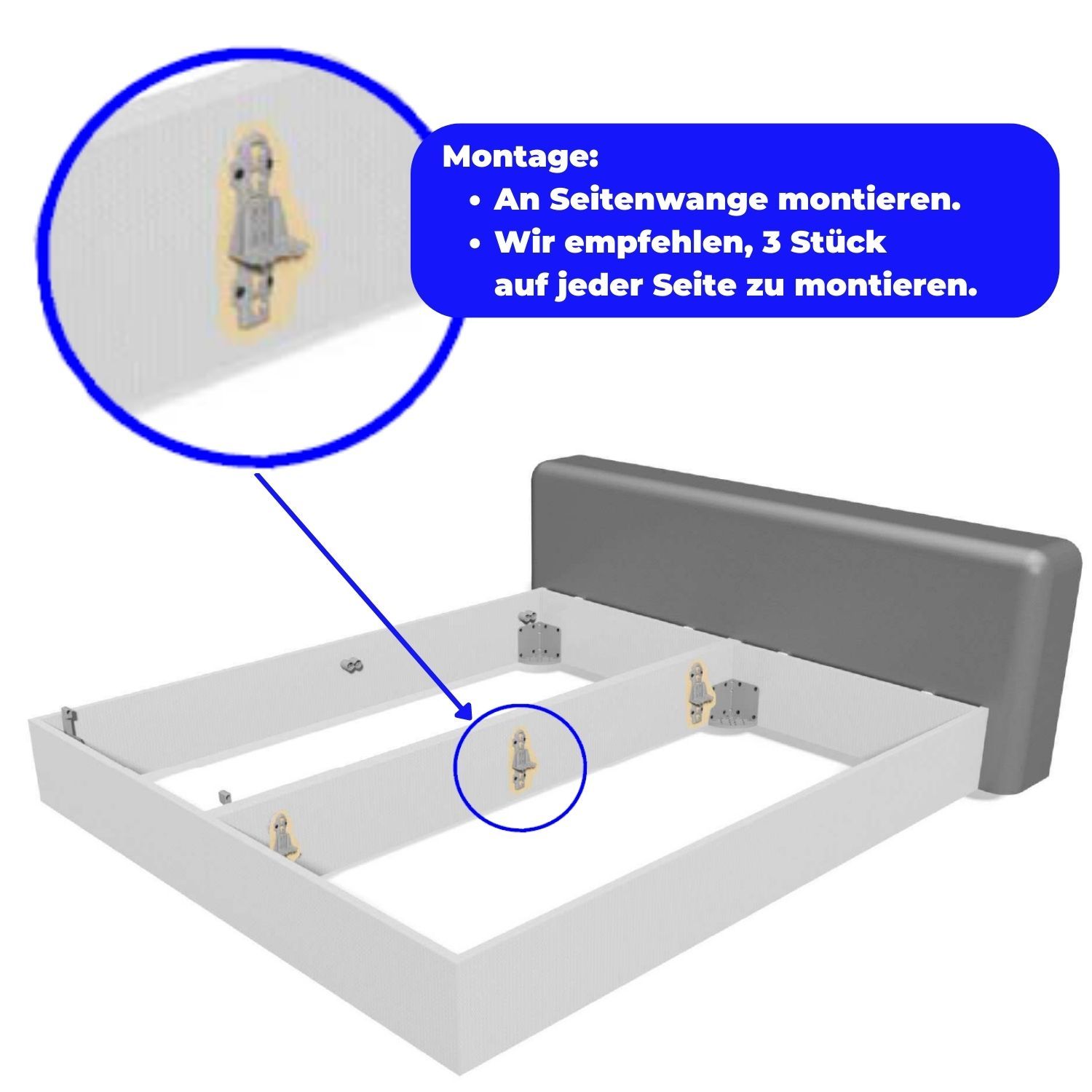 Coemo 2 Stk 5-fach höhenverstellbarer Auflagewinkel für Lattenrost