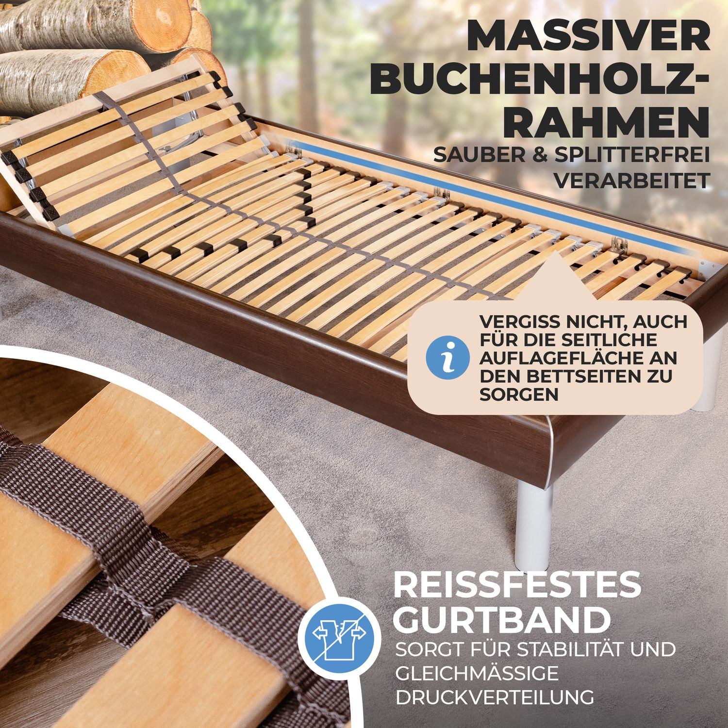 Coemo Doppelbett Lattenrost Set ERGO 100 x 200cm 7-Zonen Kopfteil verstellbar